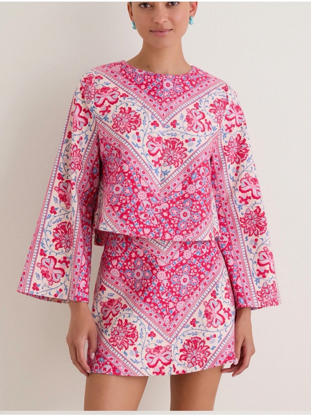 Tuckernuck Pink Floral Bandana-Print Long-Sleeve Top